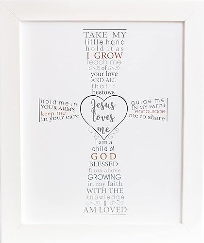 The Grandparent Gift Co. Jesus Loves Me Frame for Babys Baptism, Dedication or christening - Made in USA Frame - gift for granddaughtergrandsongodsongodd