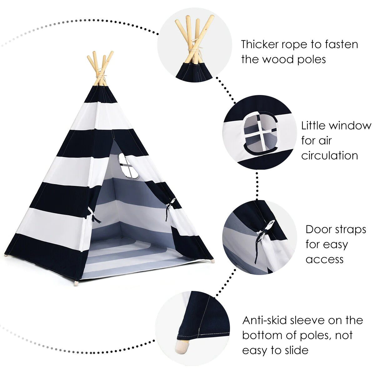 Costway 5&s; Indian Play Tent Teepee Children Playhouse Sleeping Dome Portable Carry Bag