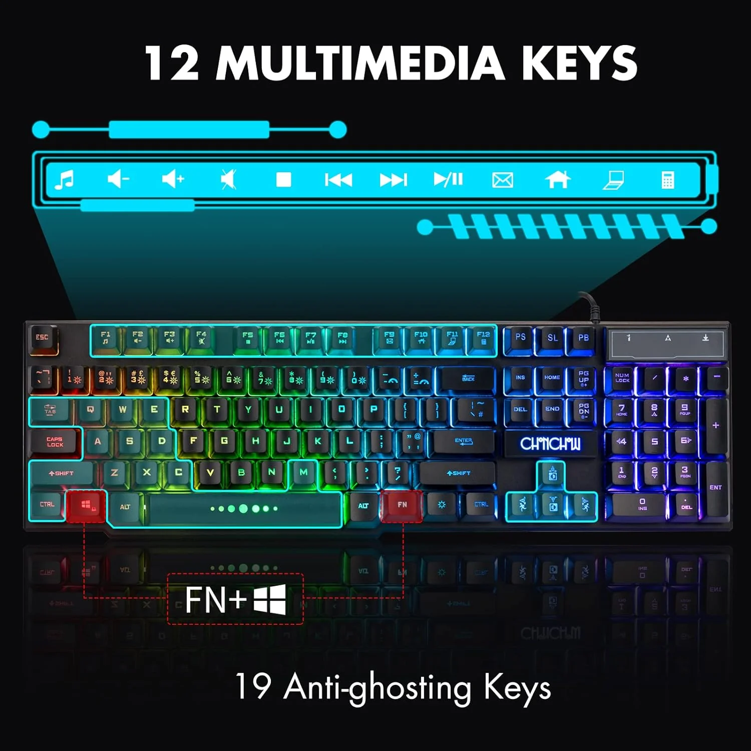 Zell Electronics Zell Wired Gaming Keyboard For Mac Pc Ps5 Ps4 Xbox One Gamers, Rgb Backlit Led Mechanical Feel Keyboard With Multimedia Keys …