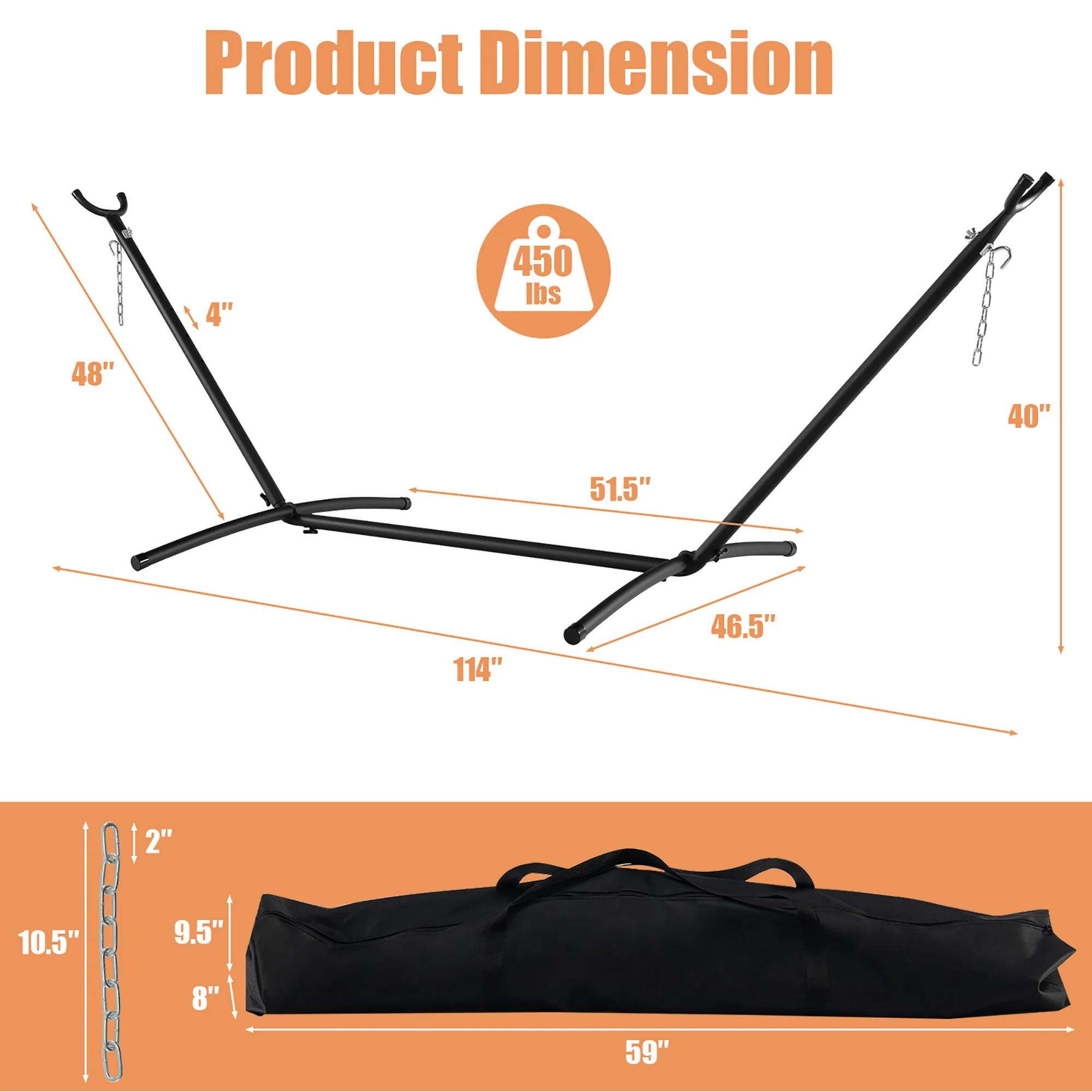 Costway Hammock Chair with Stand Heavy Duty Portable Carrying Bag Cushion Pillow Red\Blue