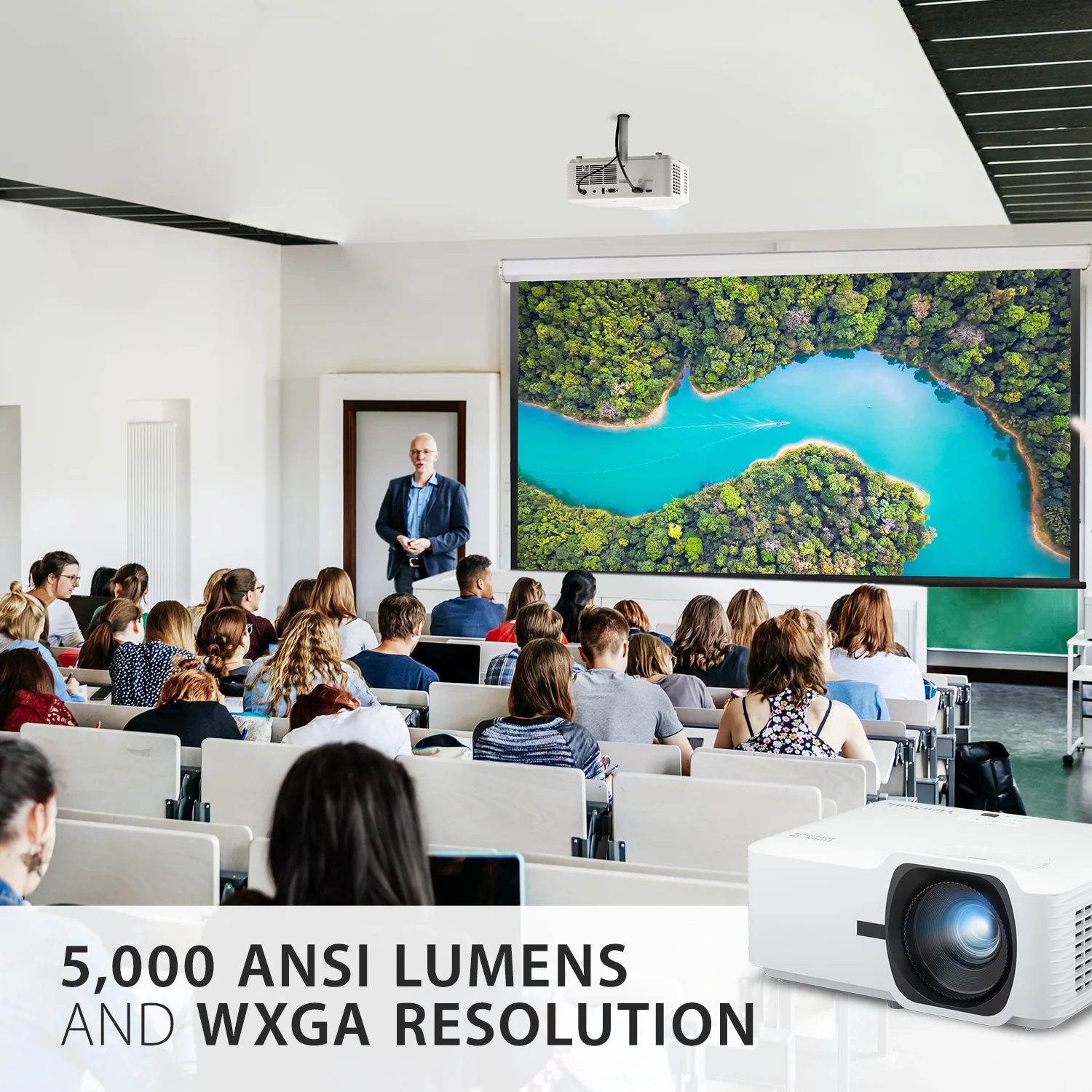 Viewsonic Corporation ViewSonic LS740W 5000 Lumens WXGA Laser Projector with 1.3x Optical Zoom, H/V Keystrone, 360 Degrees Projection for Auditorium,
