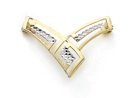 Jewelryweb 14k Two-Tone Geometric Chevron Pin