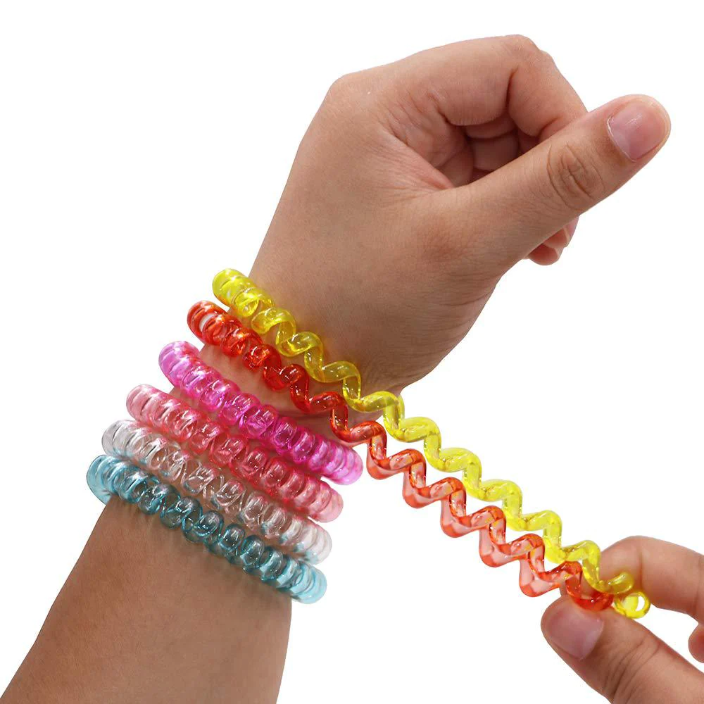 maberrytech direct sensory stretchy kids bracelets, 6 pack funny speech and communication aid coil toys for boys girls with a