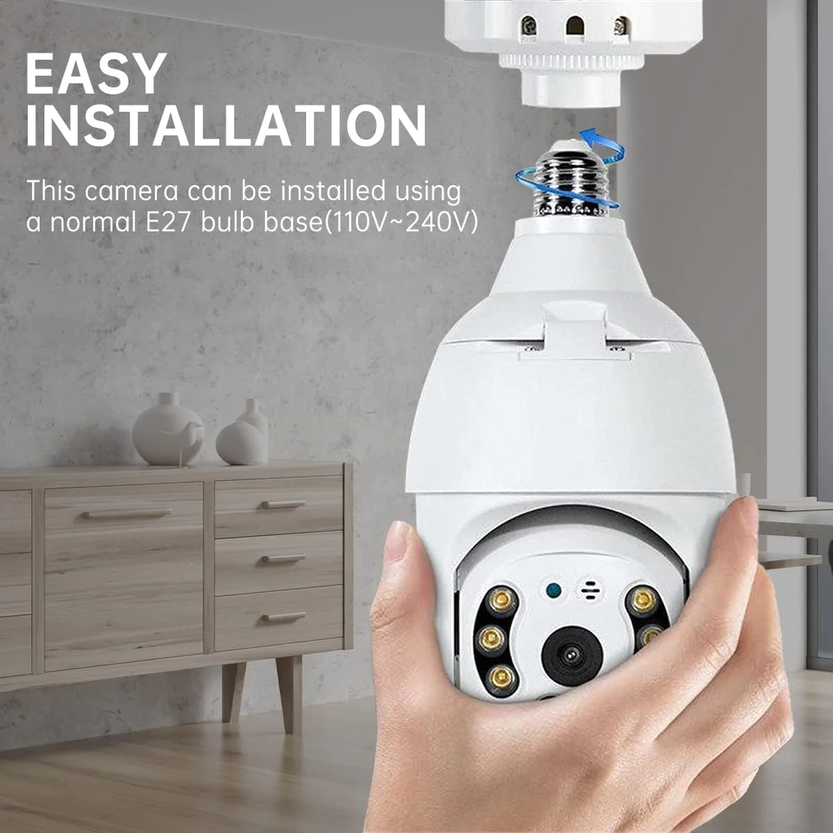 CAMCAMP Light Socket Security Camera, 1080P Wireless Bulb Security Camera WiFi Outdoor, Light Camera for Home Security with Smart Motio
