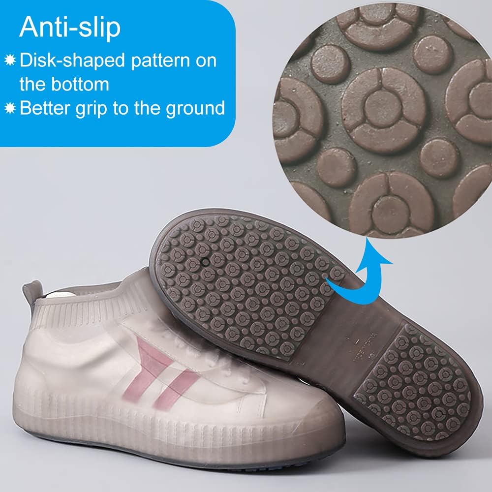 Vboo Hard Sole Enhanced Version Waterproof Shoe Covers Reusable Galoshes Rubber Overshoes for Kitchen Outdoors Garden etc, Silicone