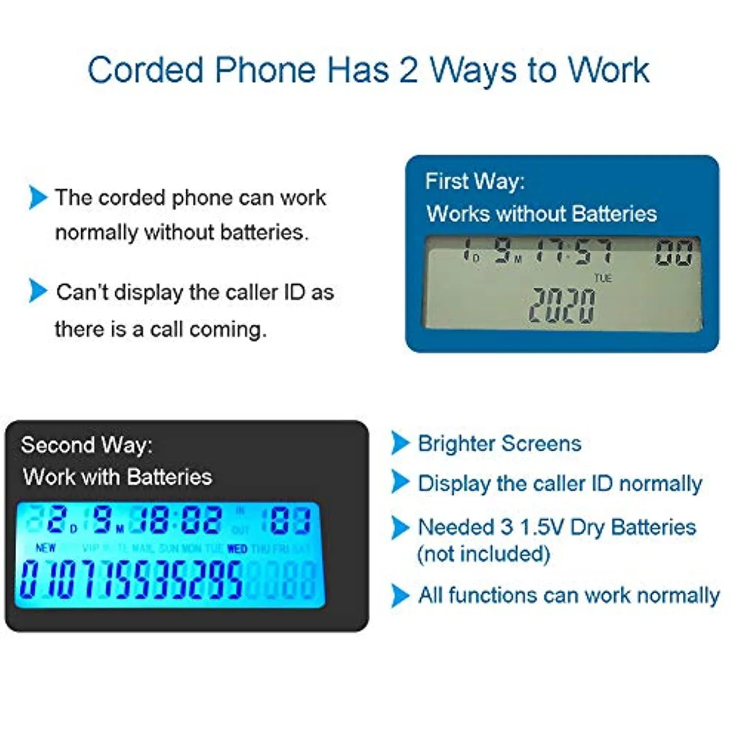 hepester corded phone for home office, p-33 basic landline phone with caller id, basic calculater speakerphone mute function