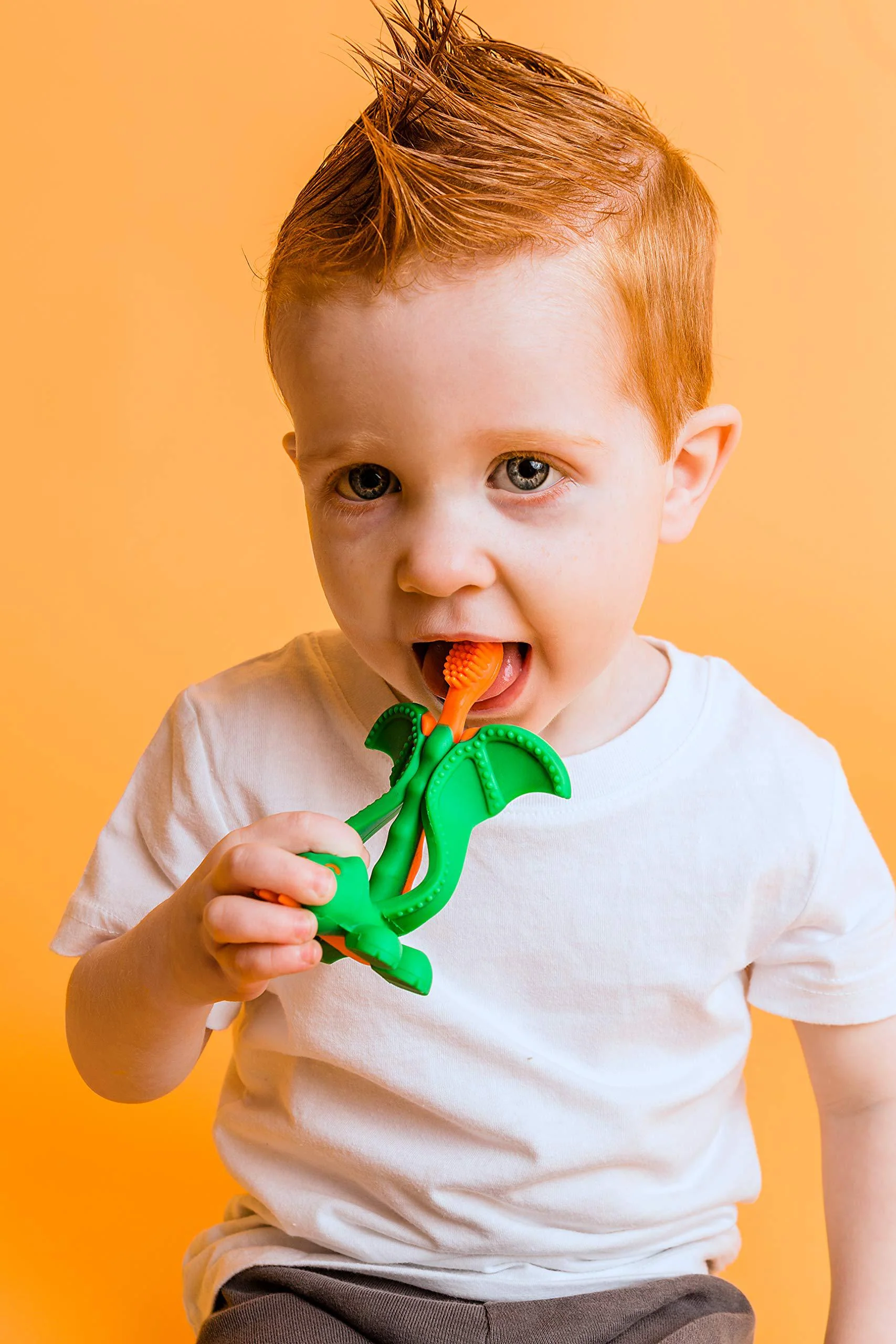baby banana - mystical dragon toothbrush, training teether tooth brush for infant, baby, and toddler