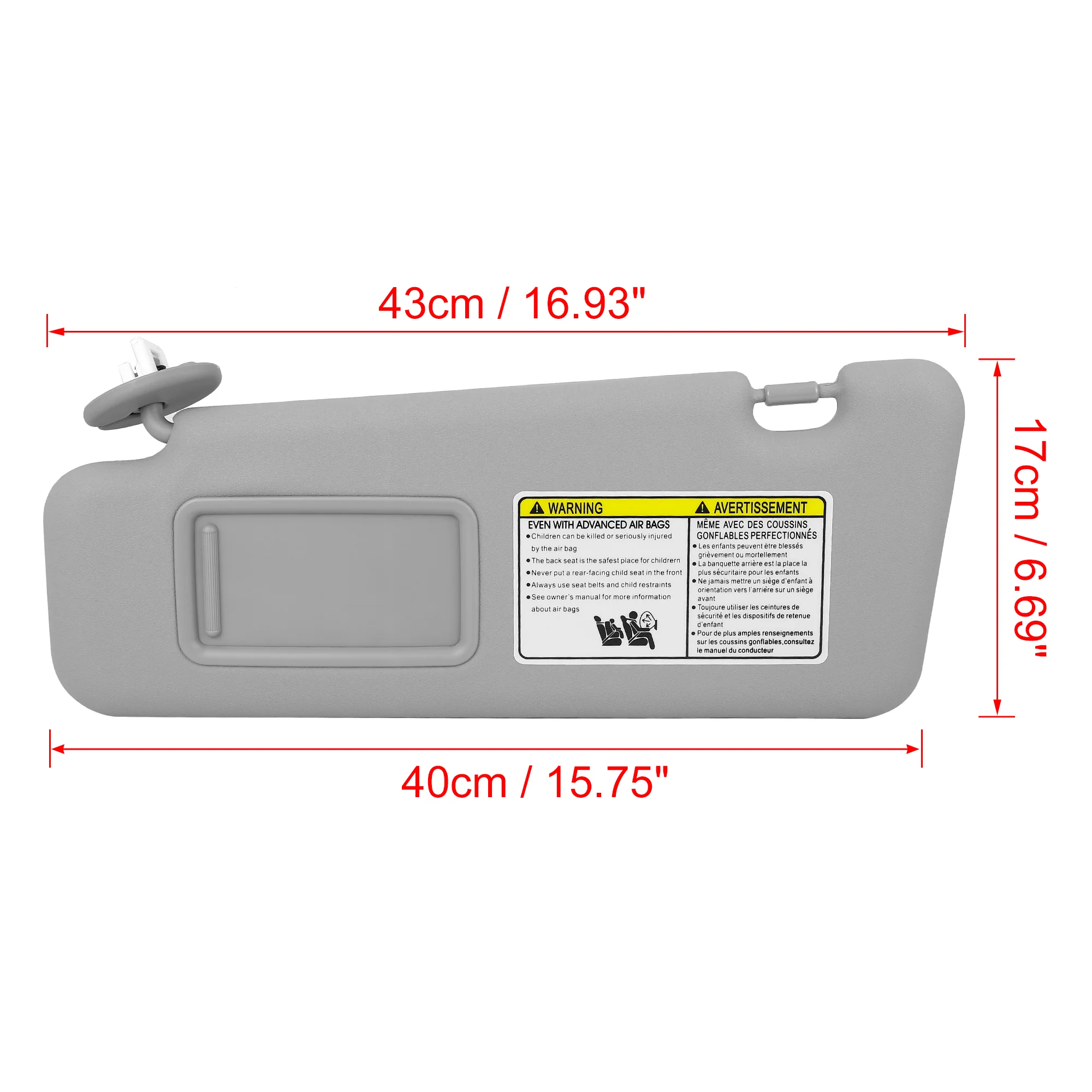 Unique Bargains Car Sun Visor Left Side for Toyota Highlander 08-13 w/ Light 74320-48500-B0 Gray