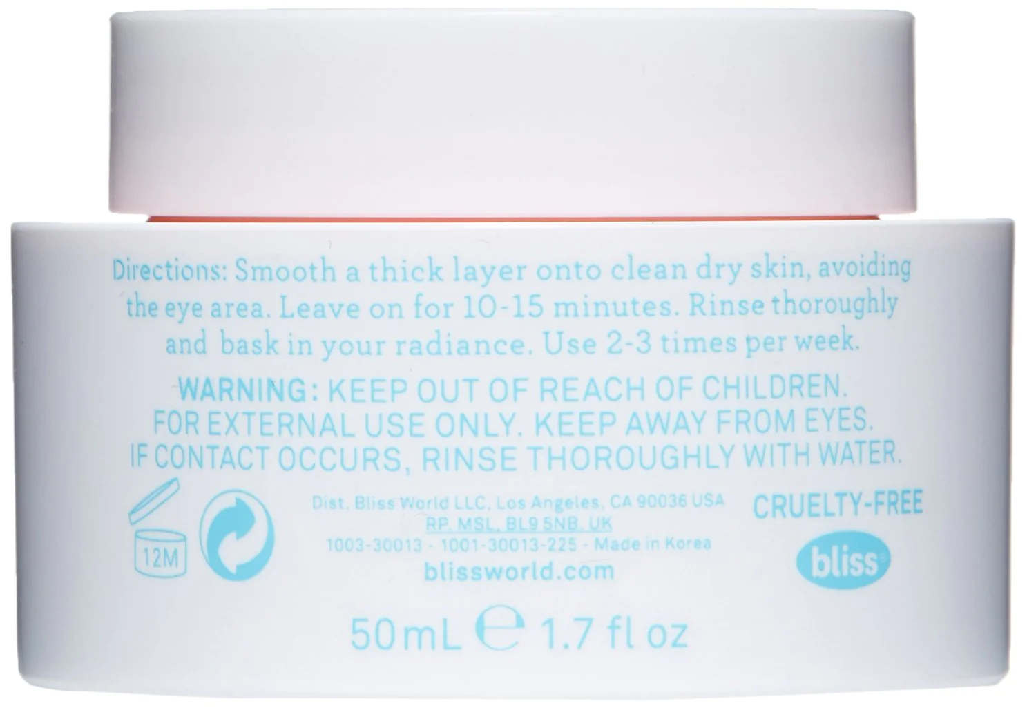 Bliss Mighty Marshmallow Bright &a; Radiant Whipped Mask - Brightening &a; Hydrating Face Mask - 1.7 Oz - Luminious Skin - Clean - V