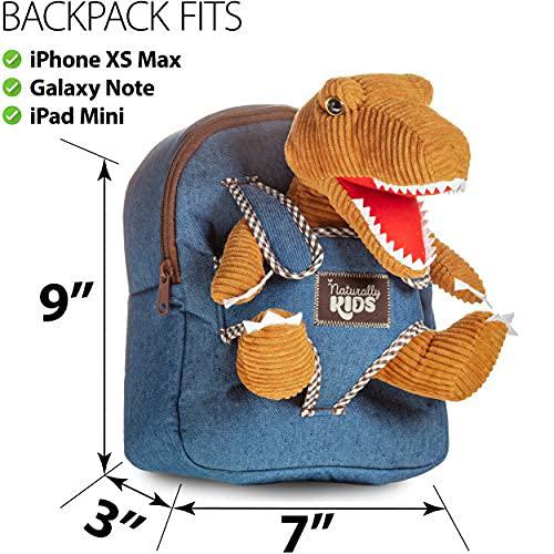 naturally kids small dinosaur backpack dinosaur toys for kids 3-5 - dinosaur toys for 3 4 5 6 year old boys gift - toddler ba