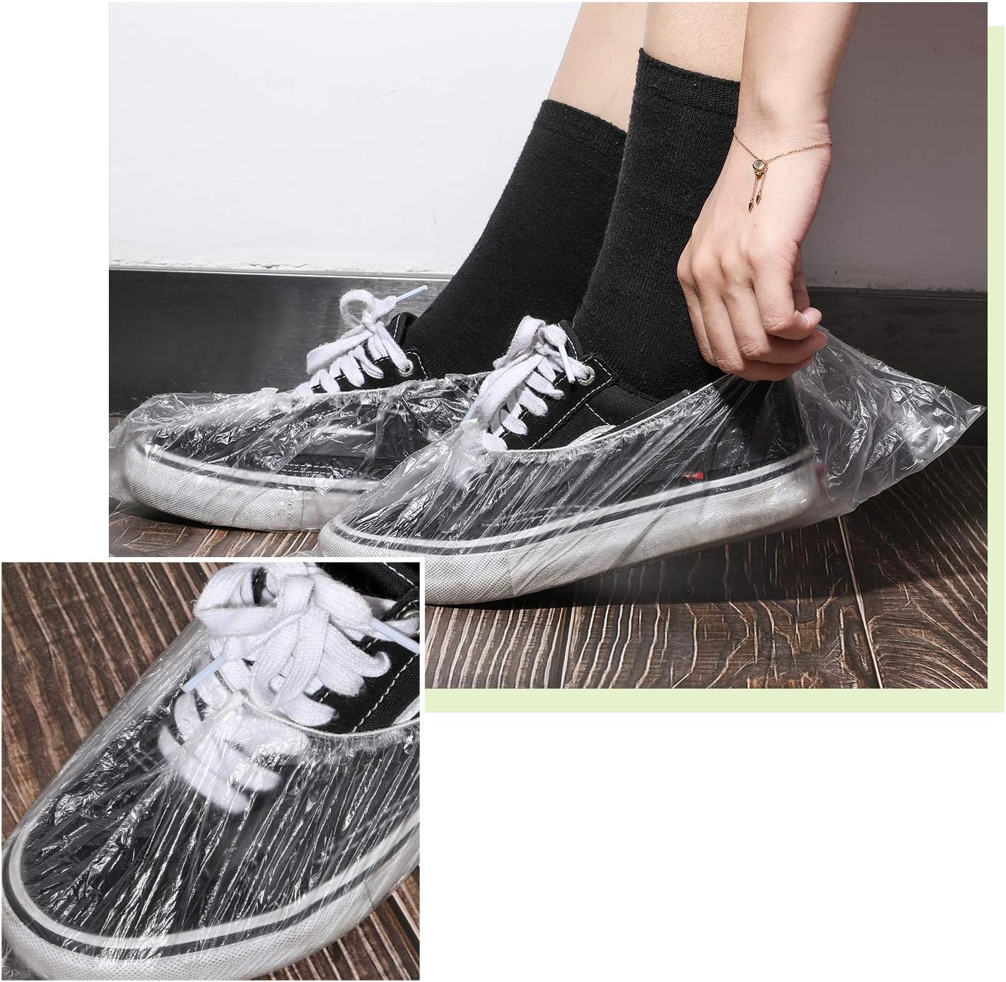 Satinior Disposable Boot and Shoe Covers for Floor, Carpet, Shoe Protectors, Durable Non-Slip (Clear,400)
