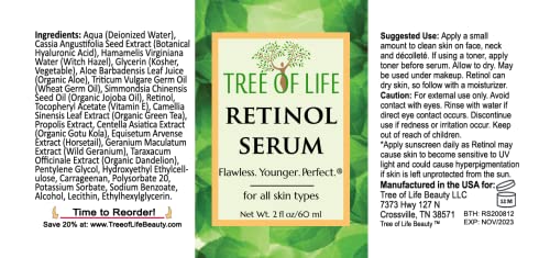 Flawless. Younger. P Tree of Life Retinol Serum for Face Wrinkles | Renewing Facial Serum with Botanical Hyaluronic Acid, 2 Fl Oz