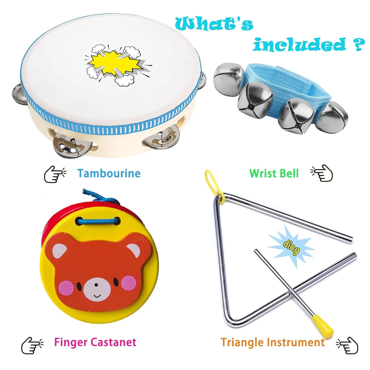 Great Choice Products Toddler Musical Instruments Set, Baby Wooden Percussion Instruments Toys For Kids Playing Preschool Education, Early Learn