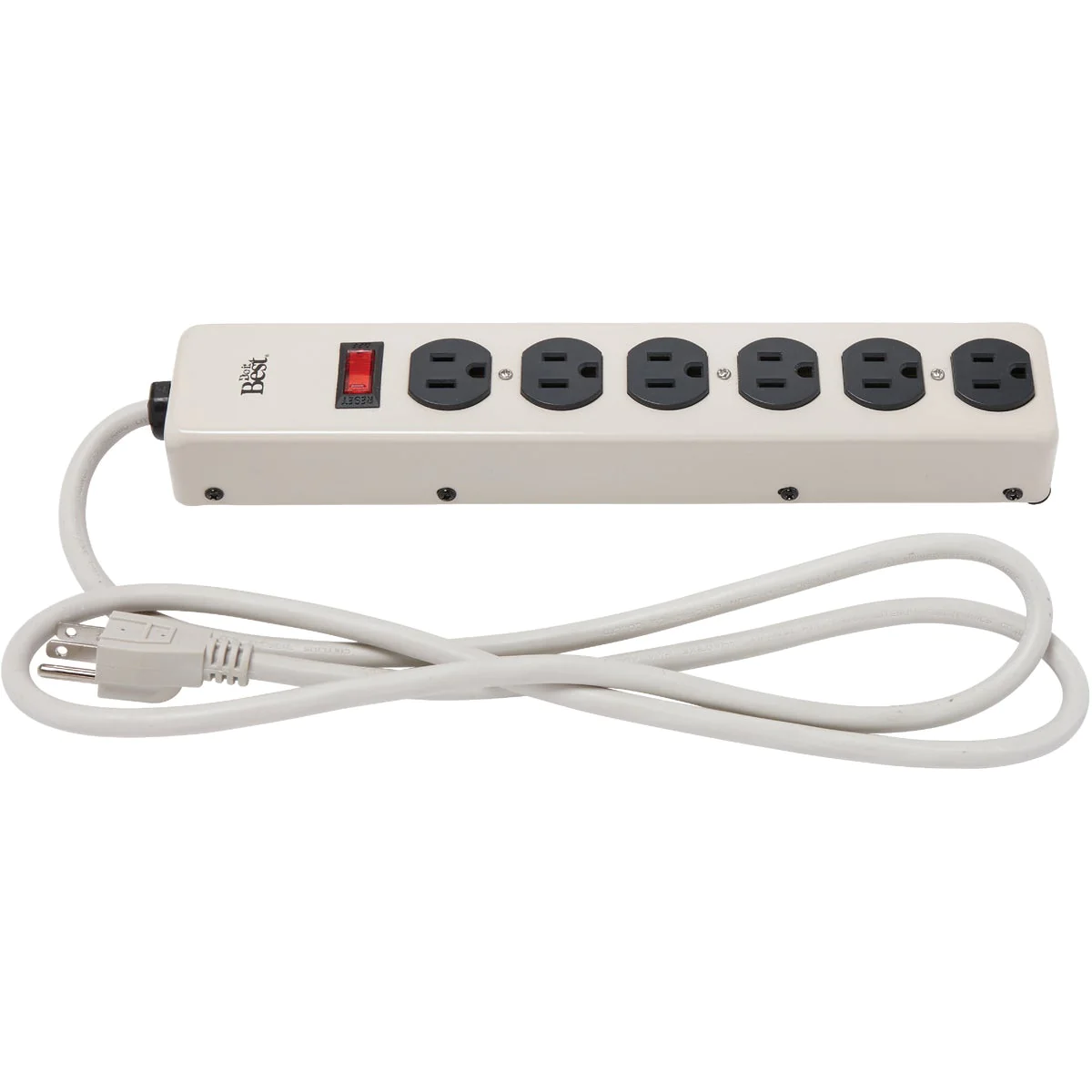 SIM Supply, Inc. LTS-6E Do it Best 6-Outlet Gray Power Strip with 5 Ft. Cord LTS-6E