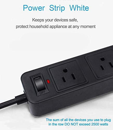 gutedeal 2 Prong Power Strip, Surge Protector 2 Prong with 3AC Outlets and 4 USB Charging Ports, 6.6ft Long 2 Prong to 3 Prong Extension