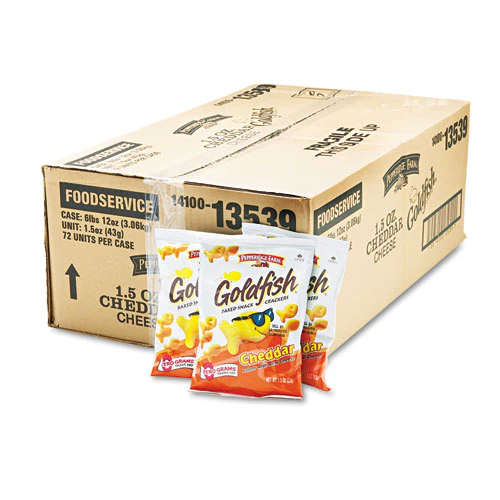 Pepperidge Farm Goldfish Crackers, Cheddar, Single-Serve Snack, 1.5oz Bag, 72/Carton