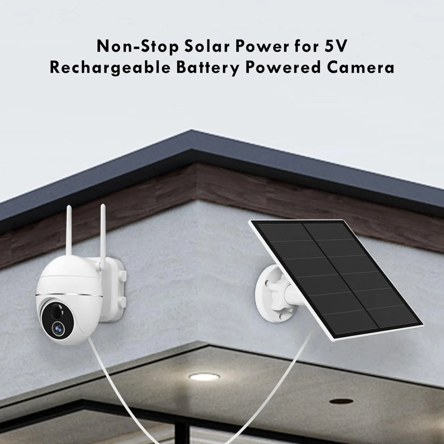 EverExceed 5W Solar Panel for Wireless Outdoor Security Camera Compatible with Rechargeable Battery Powered Surveillance Cam, Continuous S