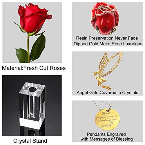 Icreer 24k gold rose gifts mothers day for mom,gifts for women valentine&s;s day birthday anniversary christmas xmas (crystal angel st