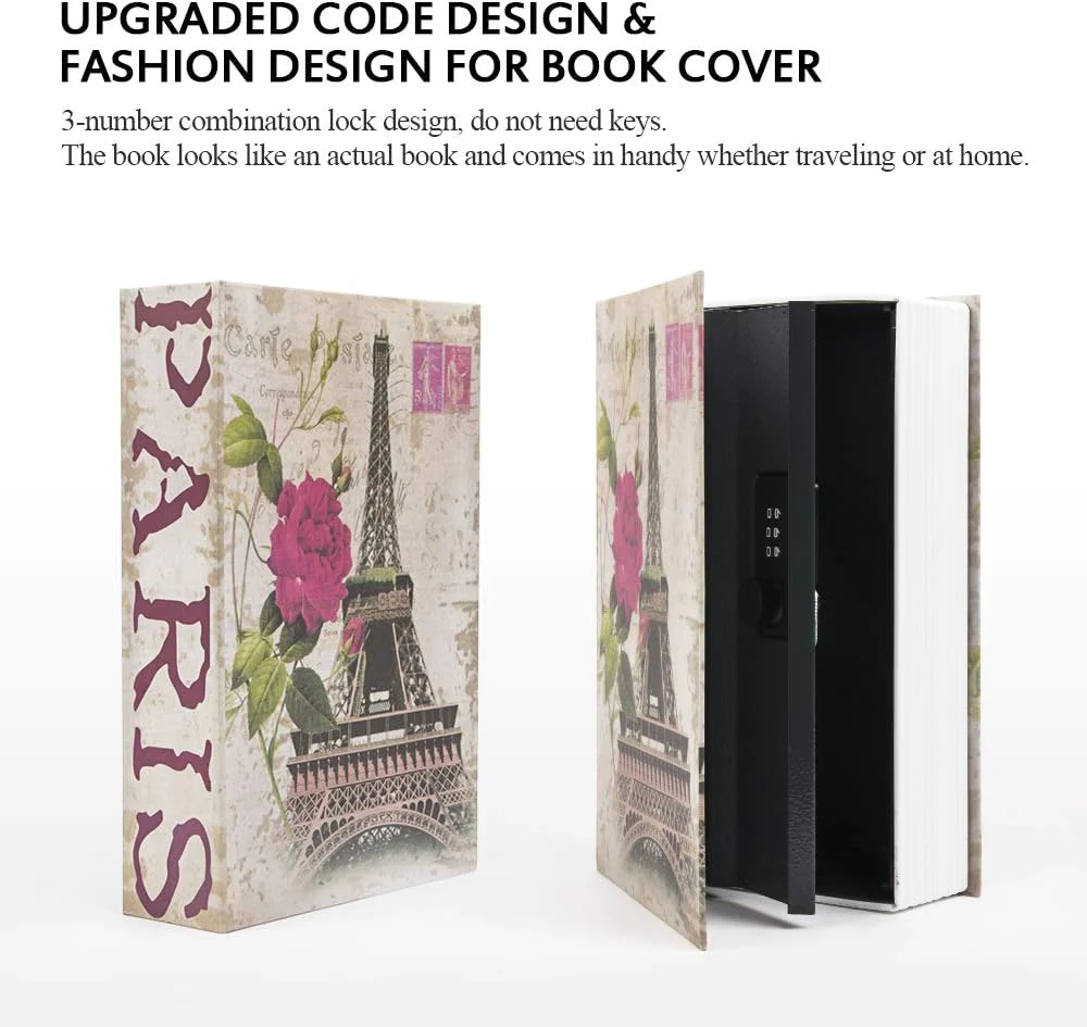 Kyodoled Diversion Book Safe with Combination Lock,Money Hiding Box,Safe Secret Hidden Metal Lock Box,Collection Box,9.5