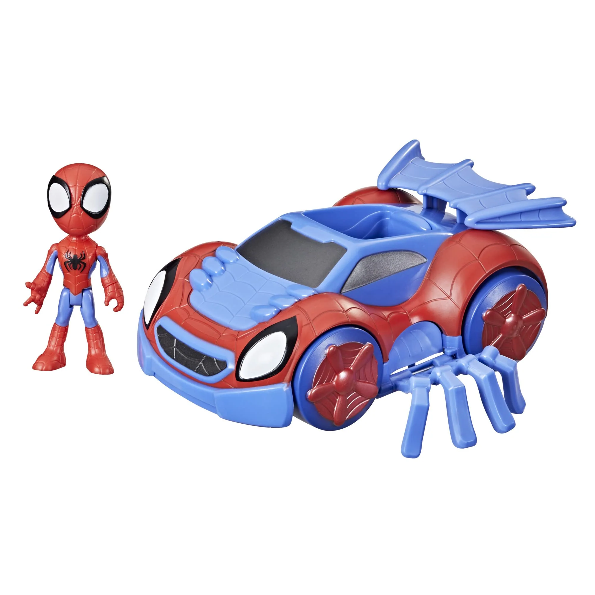 Spidey and His Amazing Friends Marvel Change &s;N Go Web-Crawler and Spidey Action Figure, 2-in-1 Vehicle, 4-Inch , for Kids Ages