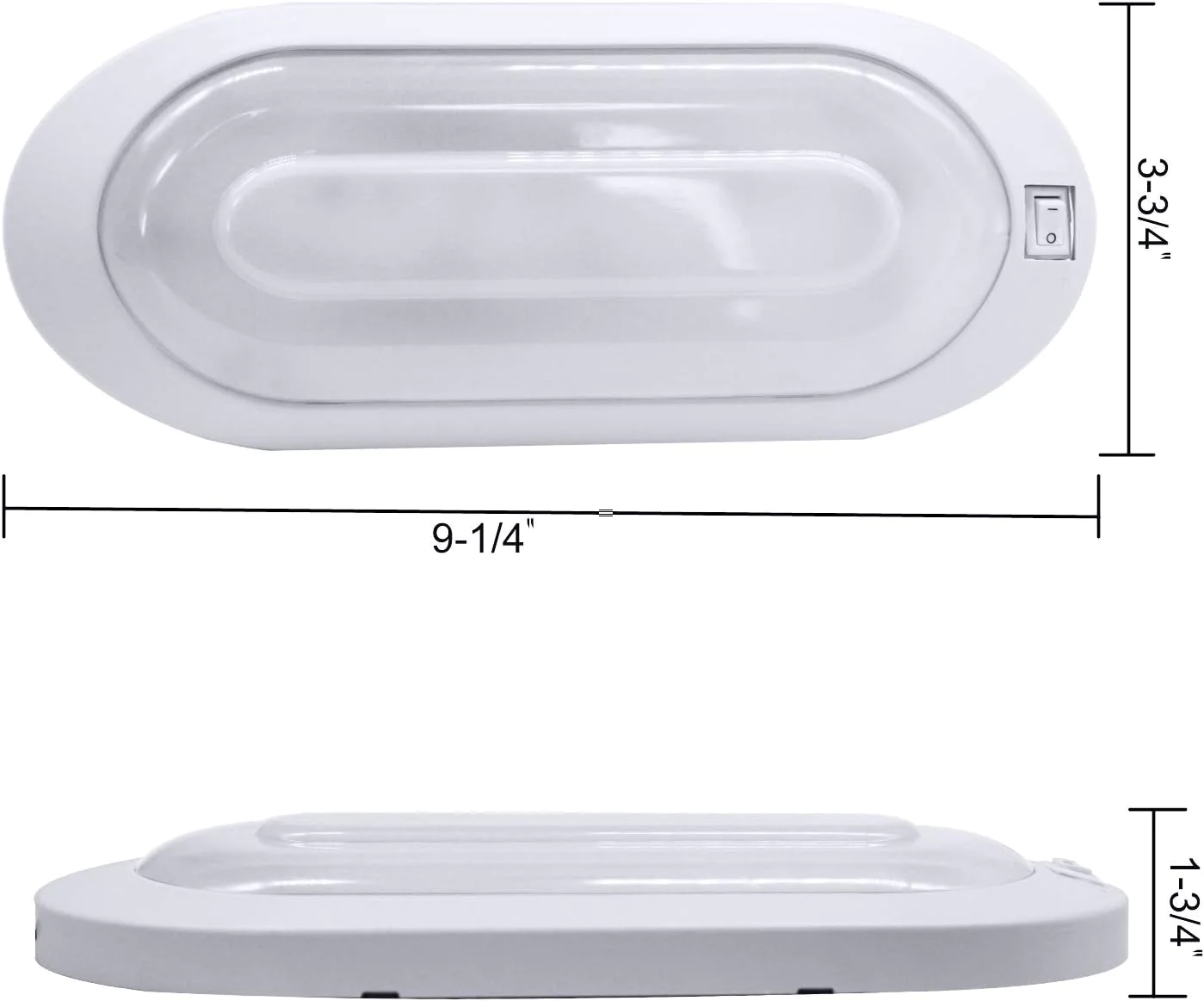 Facon 12V LED Bright RV Pancake Light Surface Mount, 3400K Warm White, DDS01-008, 12 Volt Interior Ceiling Dome Light with On/Off Swi