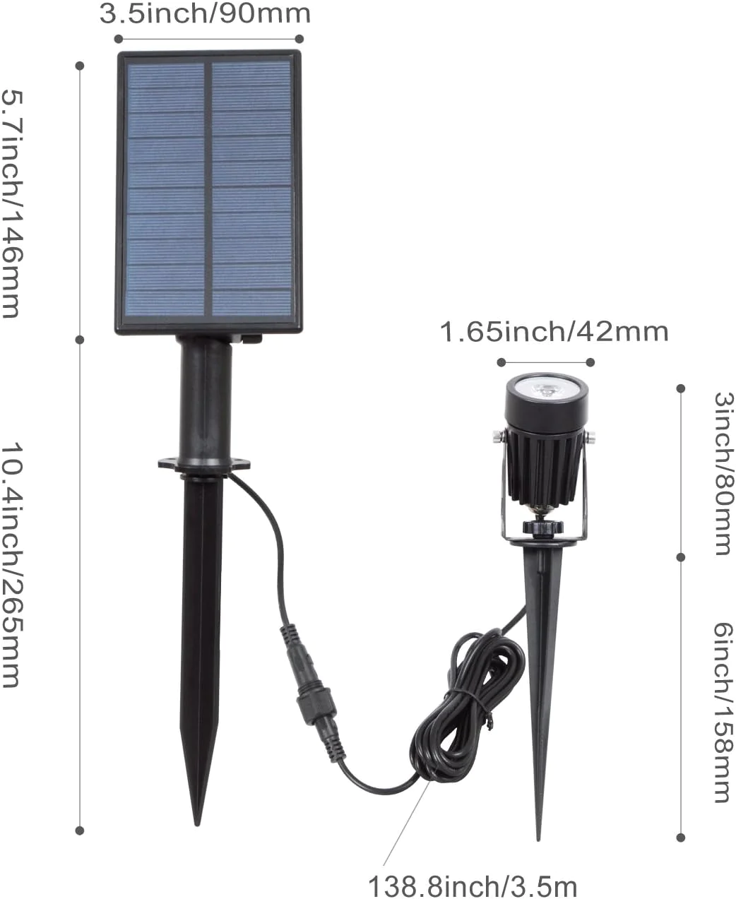 T-SUN LED Landscape Solar Spotlights,  Waterproof Outdoor Solar Lights Auto ON/Off Solar Wall Lights for Garden, Driveway, Pathway, P