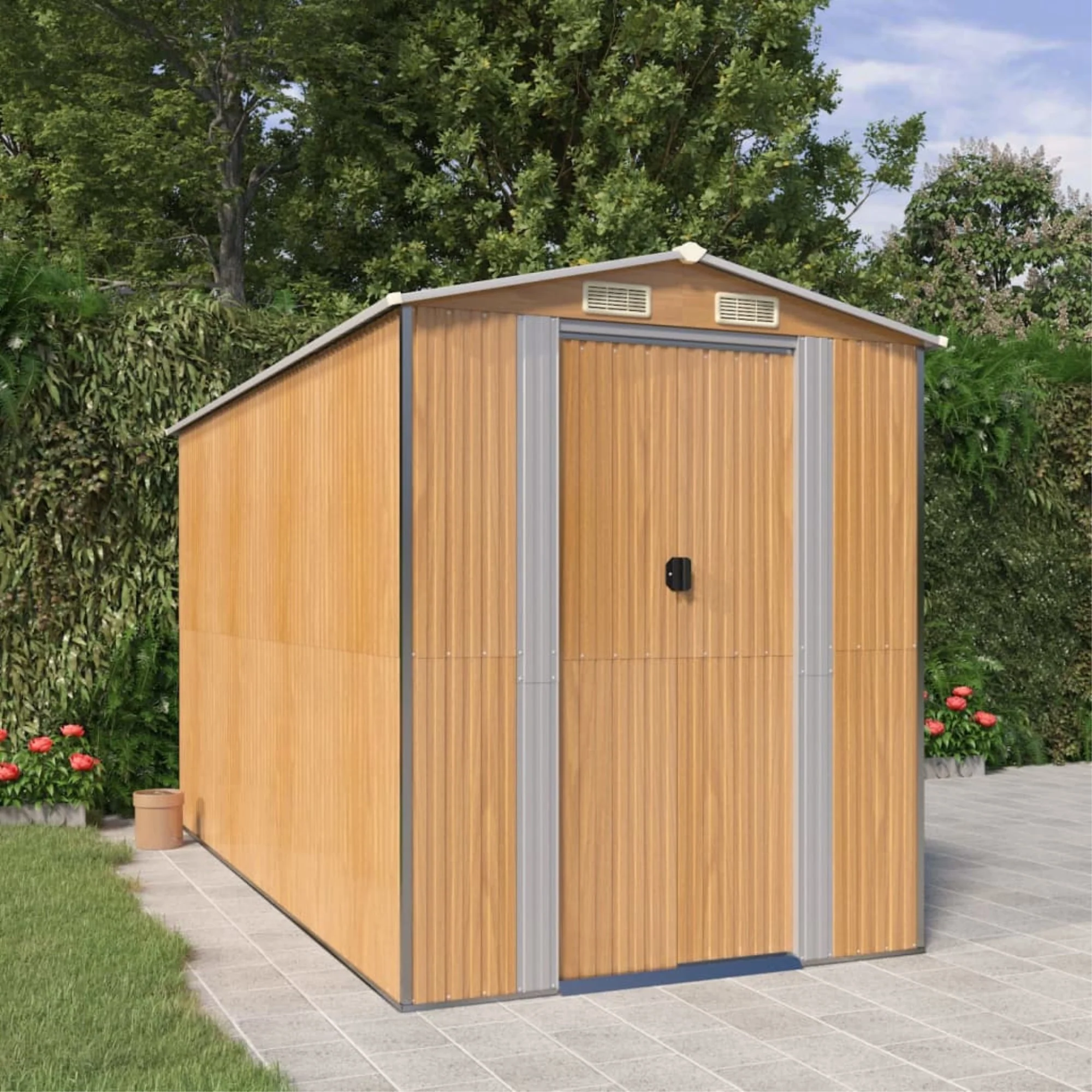 vidaXL Garden Shed Light Brown 75.6