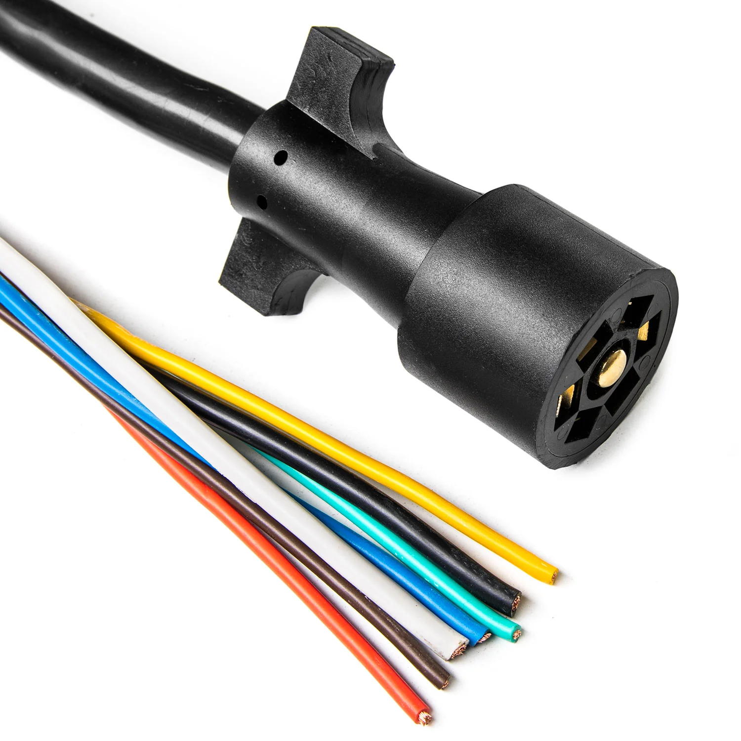 Biltek 15ft. 7-Way Electrical Plug Trailer RV Towing Camper Color Coded Wiring Harness for RV Trailers, Campers, Caravans, Food Trucks