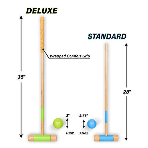 GoSports Premium Croquet Set - Full Size for Adults &a; Kids, Multicolor (CROQUET-01)