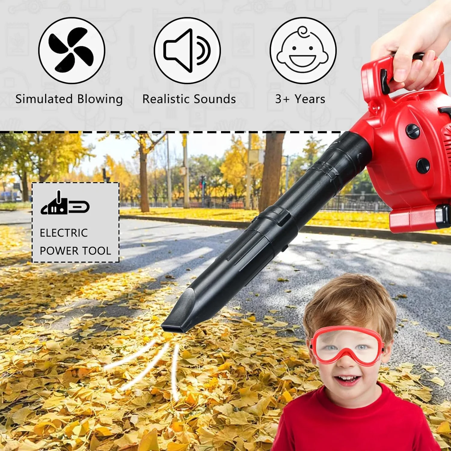 GCP Products Pretend Play Kids Leaf Blower Toy Tool Garden Set,Outside Construction Work Shop Toy Tool Leaf Blower For Kids That Blows Air…