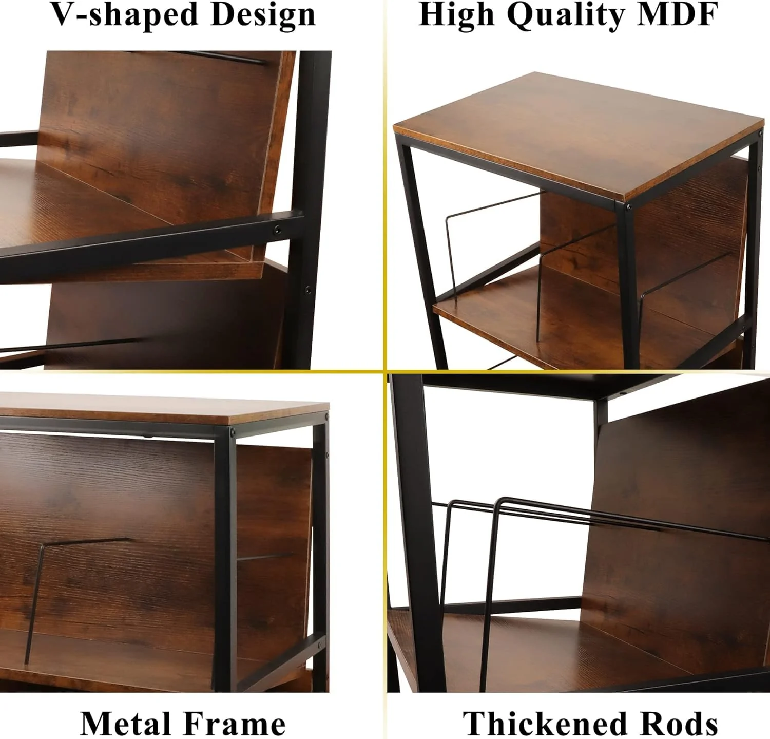 euway Vinyl Record Storage Record Player Stand V-shaped Record Storage Holder Turntable Stand Record Player Table Bookcase Book