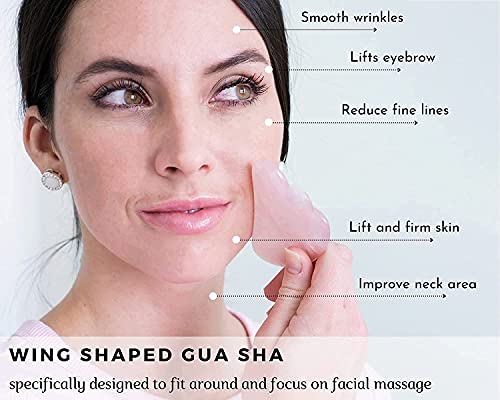MoValues Original Jade Roller &a; Gua Sha Facial Tools, Real Jade Roller for Face - Face Roller, Natural Rose Quartz Roller - Face Massager