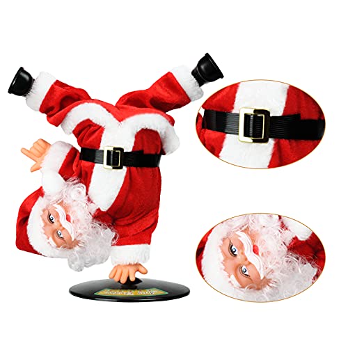 SdeNow Singing Dancing Santa Claus, Christmas Inverted Rotating Santa Claus Xmas Electric Musical Dolls Electric Plush Toy Ornam