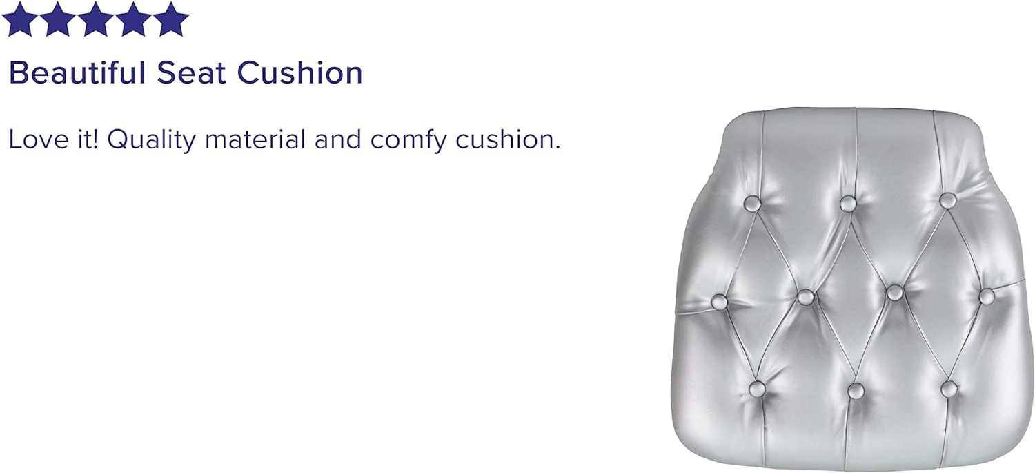 Flash Furniture Hard Silver Tufted Vinyl Chiavari Chair Cushion SZ-TUFT-SIL-GG