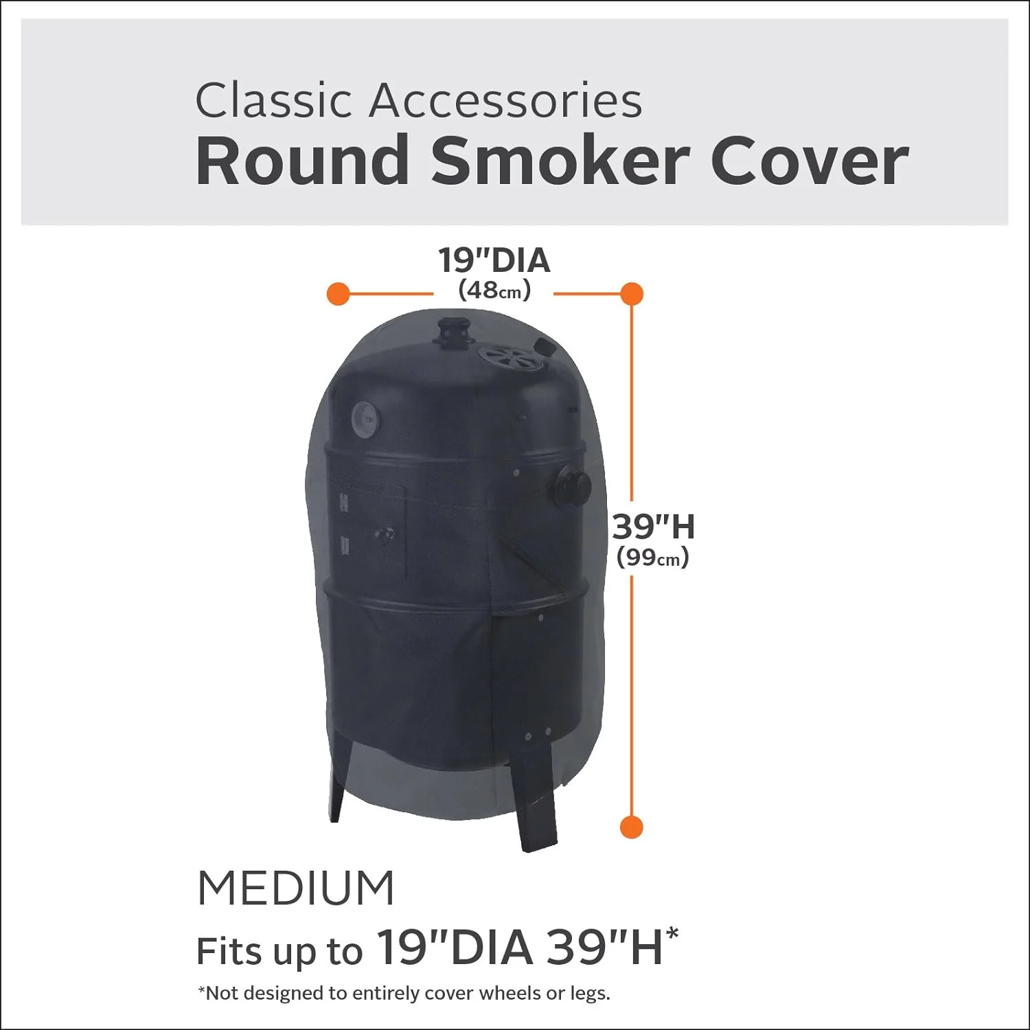 Classic Accessories 55-318-010401-00 Round Smoker Cover, Black