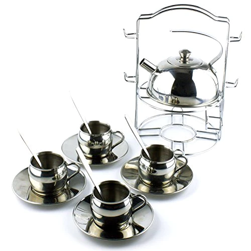 Timy Play Tea Party Set 14pcs for Girls, BPA Free Stainless Steel Teapot Pretend Kitchen Toys
