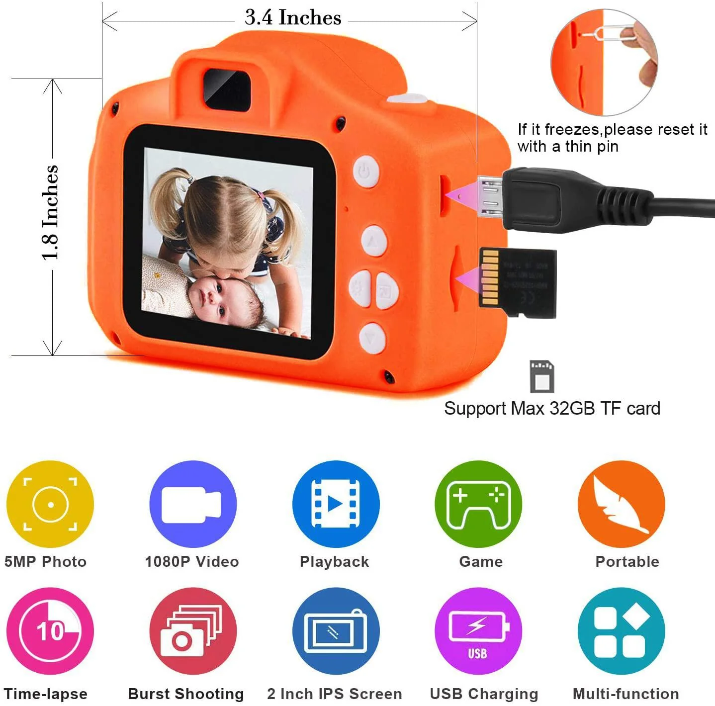 suncity kids digital camera, christmas birthday gifts for boys age 3-9, hd digital video cameras for toddler, portable toy fo