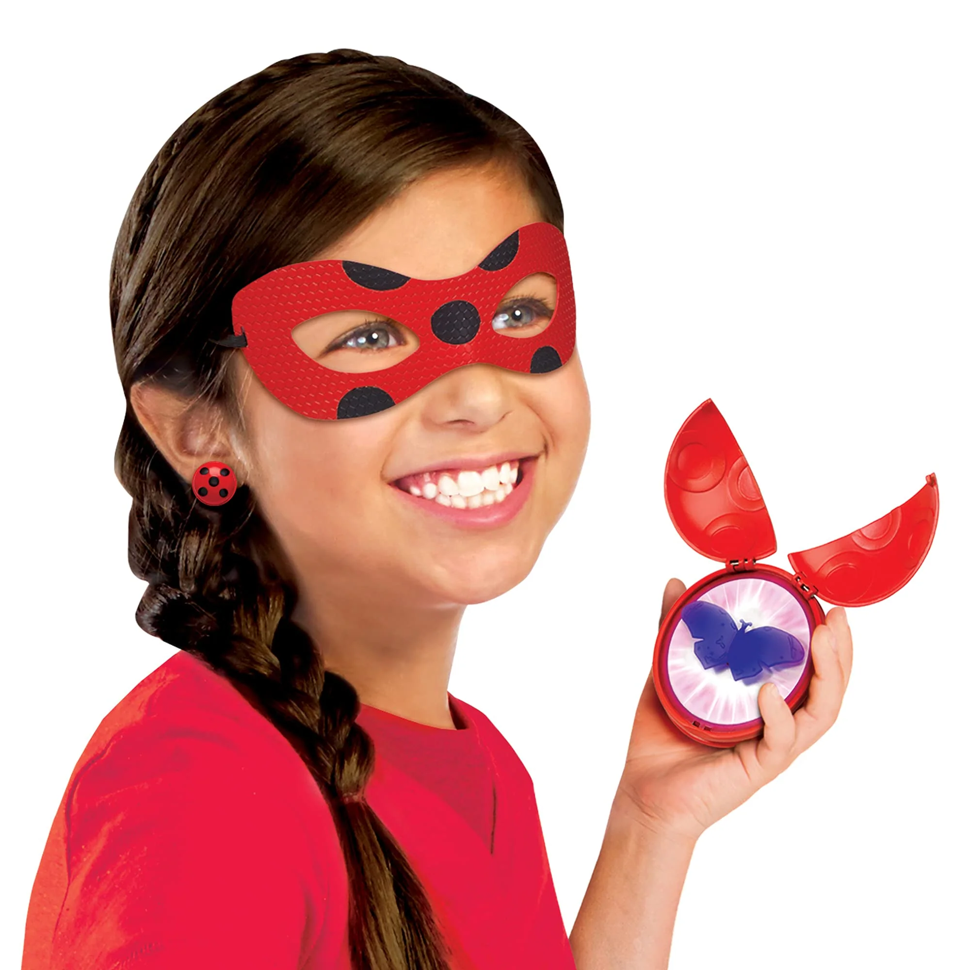 Miraculous girls female Ladybug Dress Up Set with Yoyo, color change Akuma, Tikki kwami, mask and Earrings by Playmates Toys For