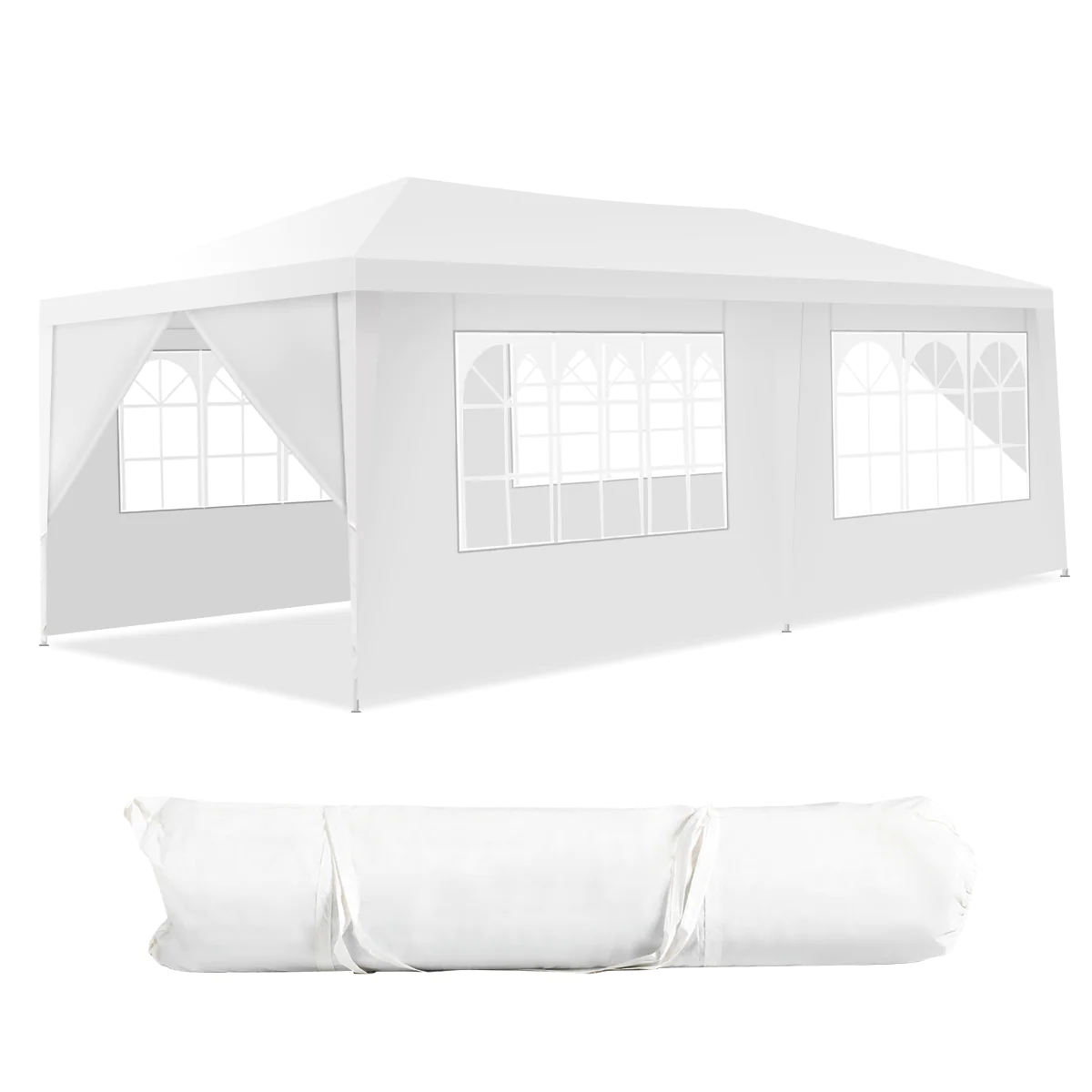 Costway 10&s;x20&s; Canopy Tent Heavy Duty Wedding Party Tent 6 Sidewalls W/Carry Bag