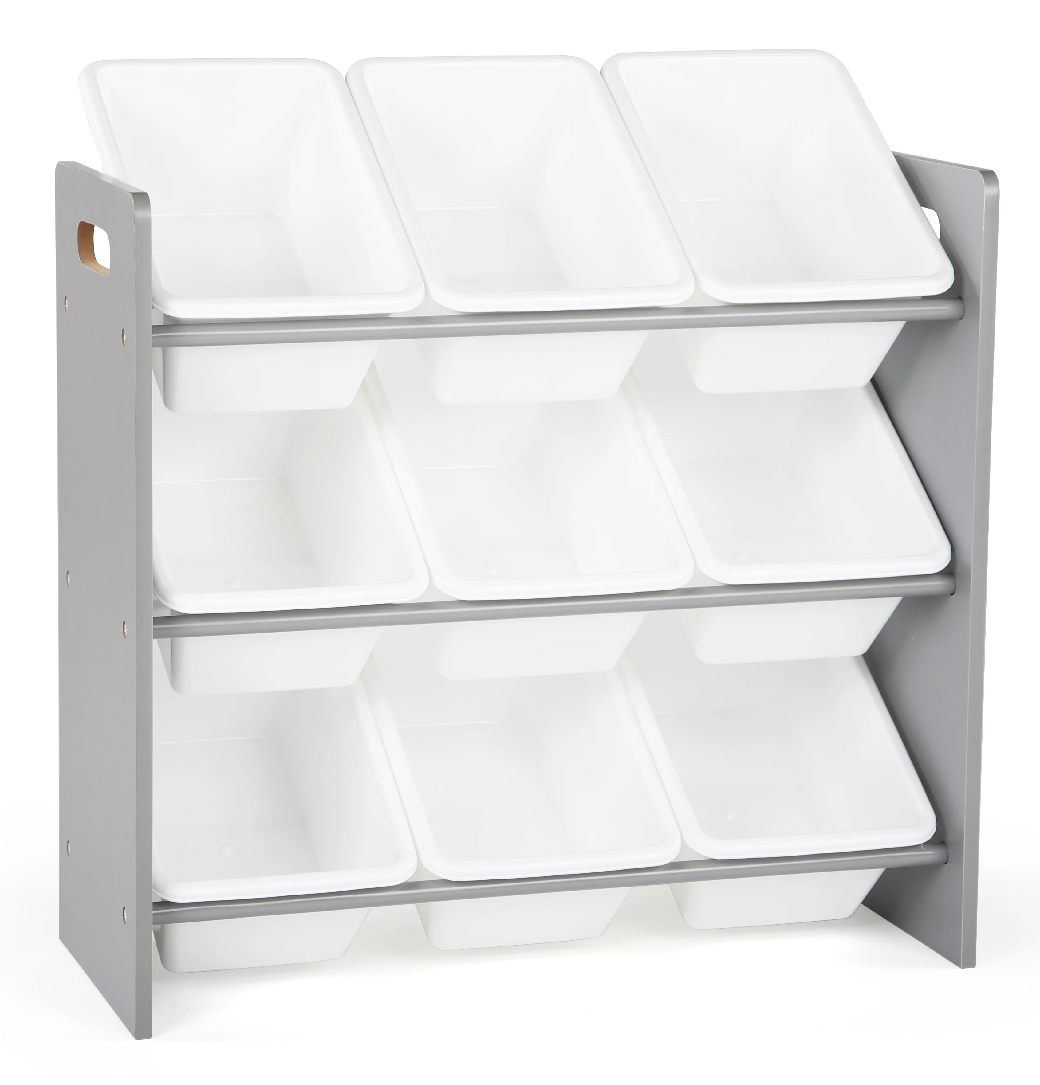 Tot Tutors  Kids Toy Storage Organizer w/ 9 Plastic Bins, Grey/White - Inspire Collection