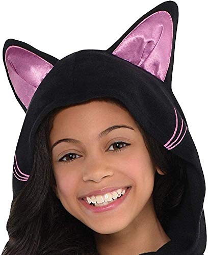 Amscan 848743 Girls Zipster Black Cat One Piece Costume, Large Size (12-14 Years Old)