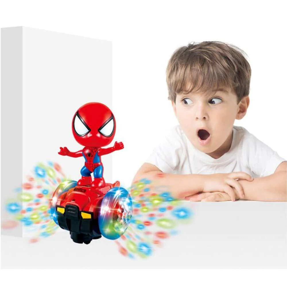 tnoie dancing spider-man robot toys, spin robot interactive toy car with colorful flashing lights &a; music, interactive educat