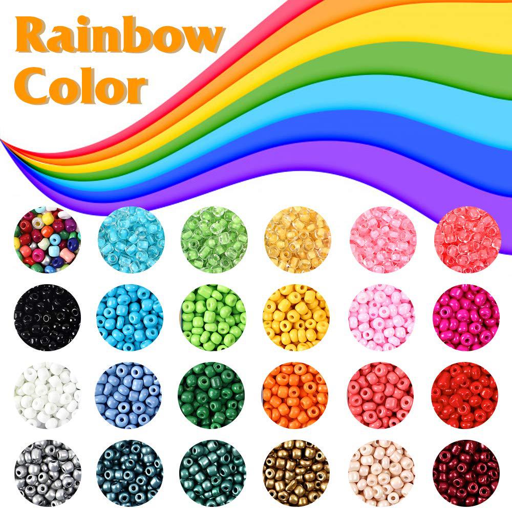 uoony 8800pcs beads kit, including 7200pcs 4mm glass seed beads and 1600pcs letter beads for bracelet jewelry making and craf