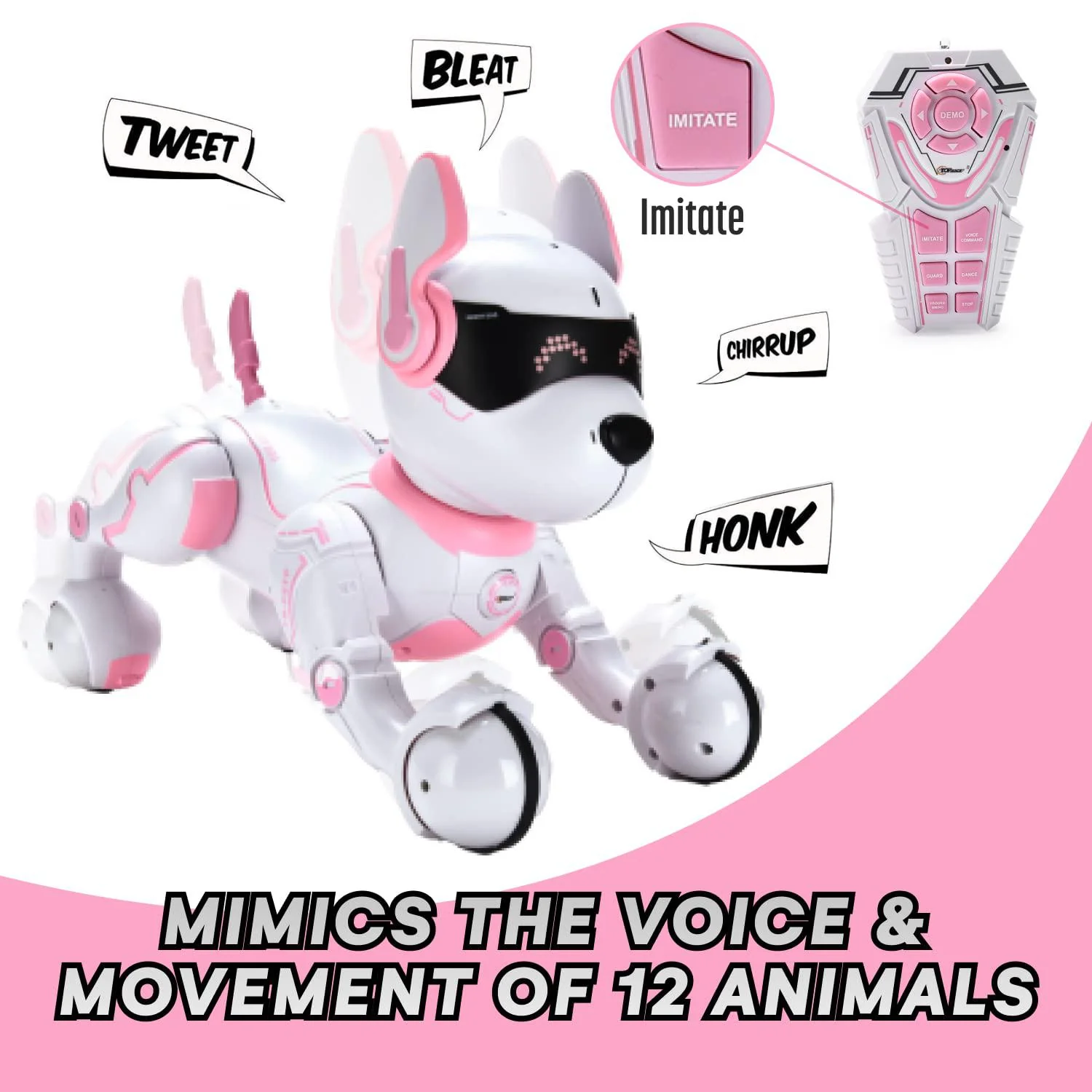 Top Race remote control robot dog toy with touch function and voice control, rc dog robots toys for kids 3,4,5,6,7,8,9,10 year old and