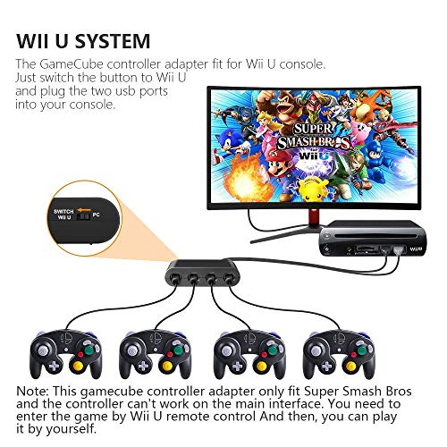 CLOUDREAM Adapter for Gamecube Controller, Super Smash Bros Switch Gamecube Adapter for WII U, Switch and PC. Support Turbo and