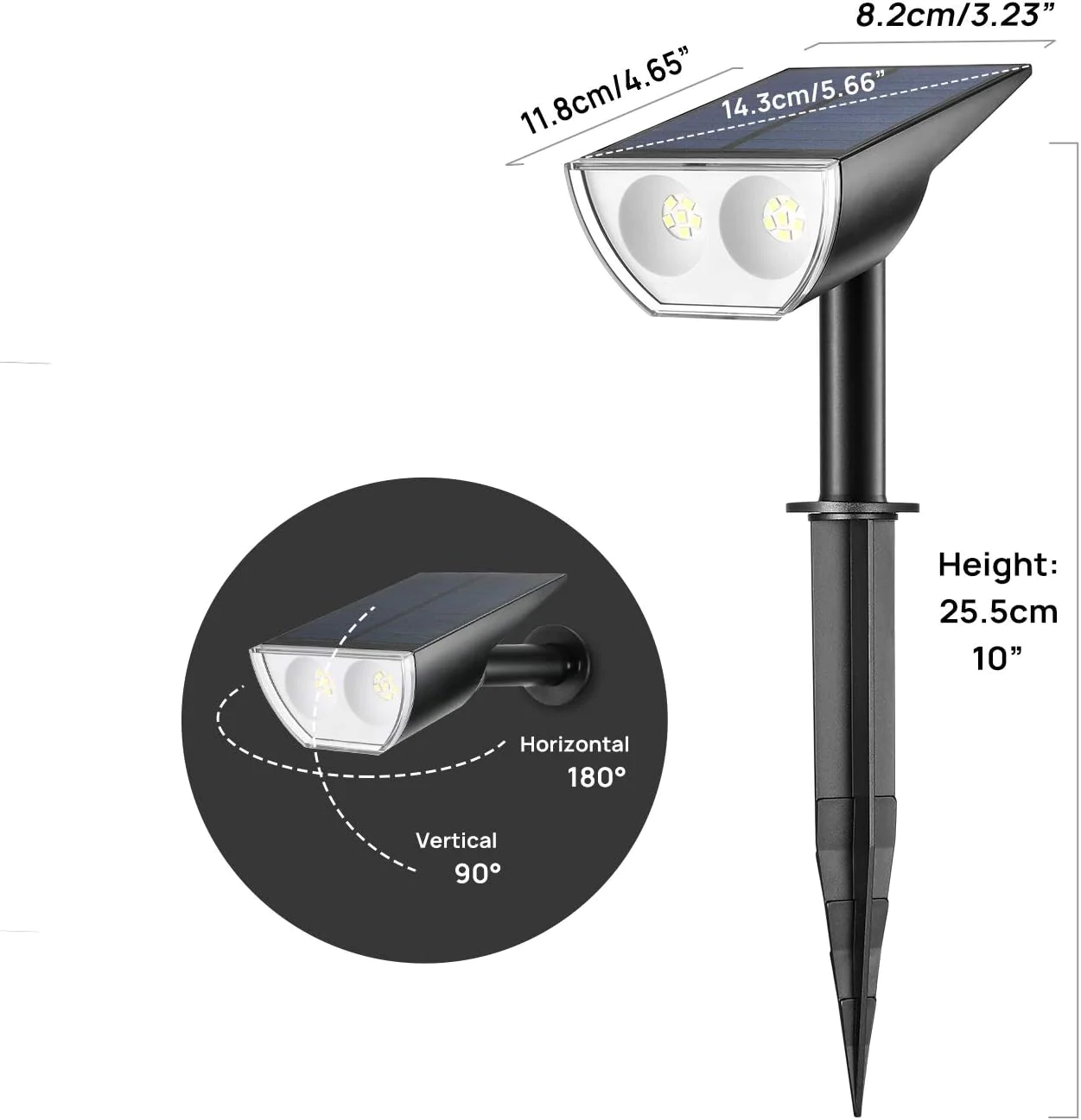 linkind StarRayS 12 LEDs Landscape Solar Spotlights, 350LM 6500K Daylight White, Outdoor Solar Powered Garden Lights, Dusk-to-Dawn IP67