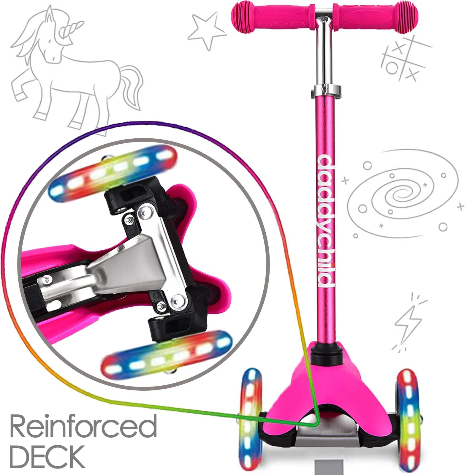DaddyChild 3 wheel scooters for kids, kick scooter for toddlers 3-6 years old, boys and girls scooter with light up wheels, mini scooter