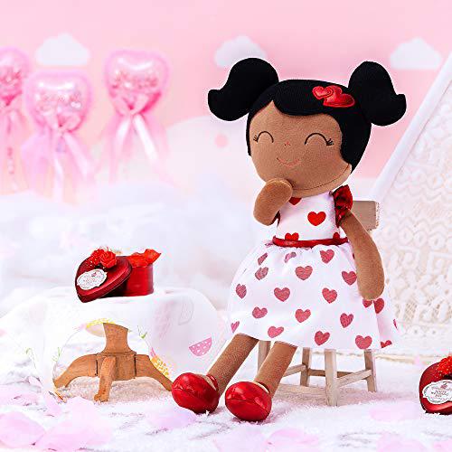 gloveleya dolls baby girl gifts soft first baby doll plush doll dark brown 16 inches with gift box