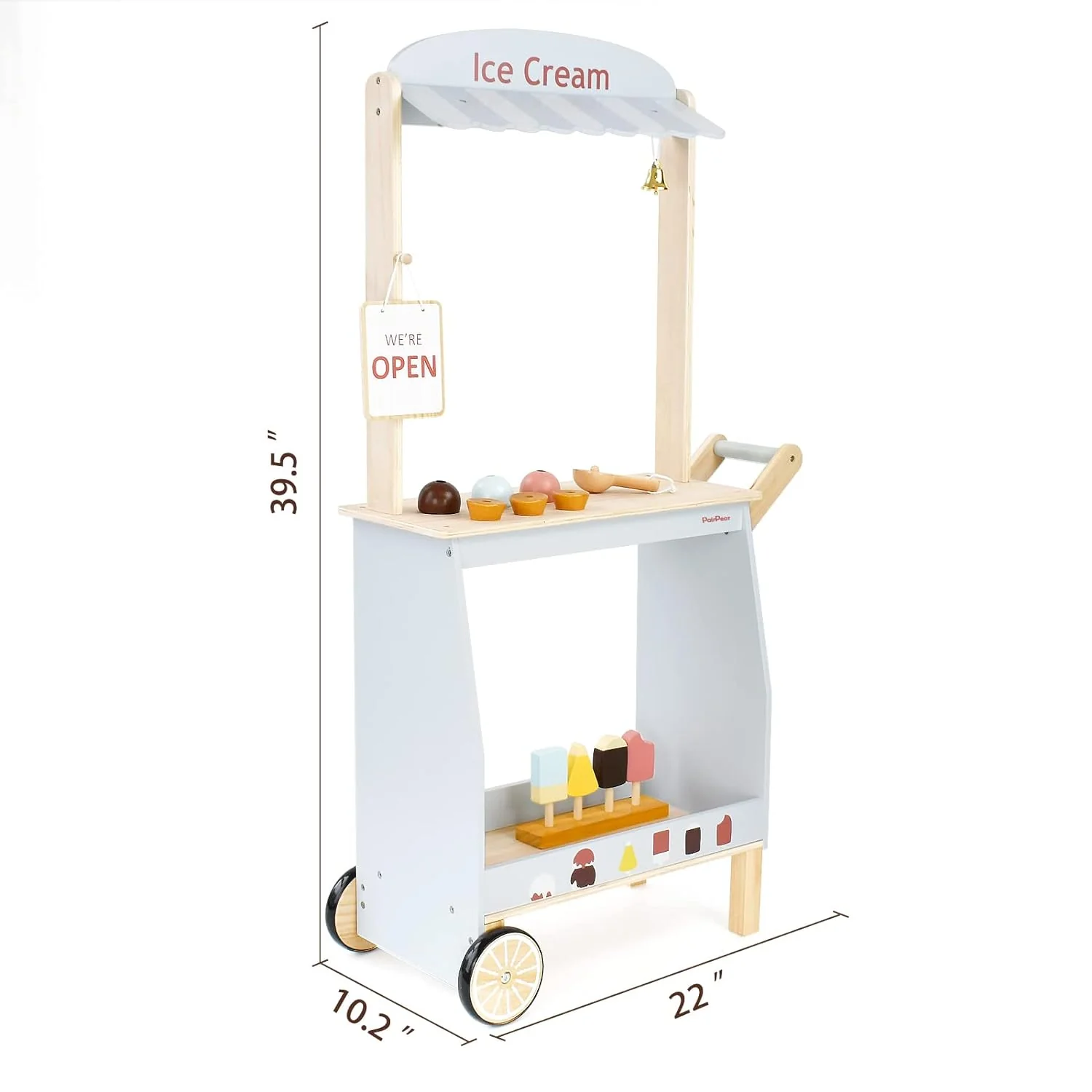 GCP Products Wooden Ice Cream Cart For Kids, Play Dessert And Food Truck Toys, Gift For Boys And Girls 3 Years And Up
