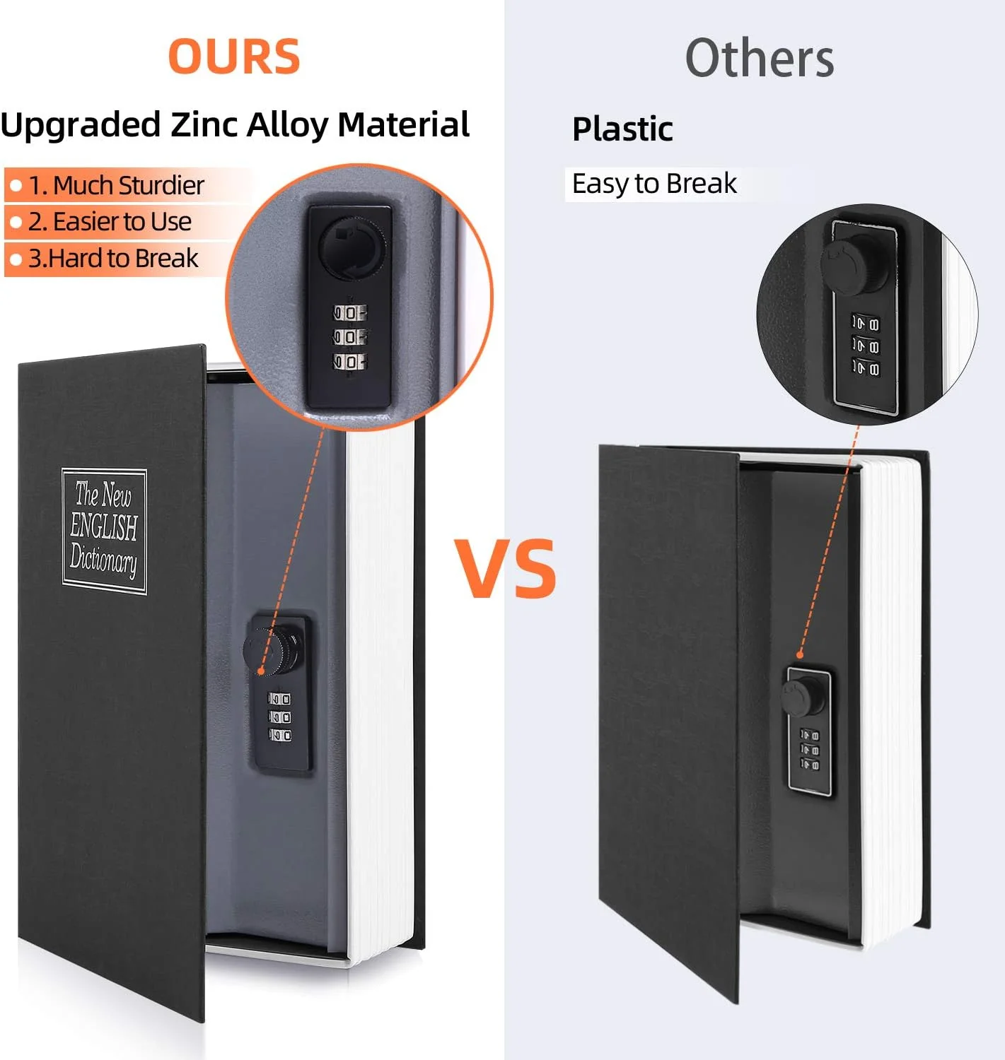 OHUHU Book Safe with Combination Lock,  Dictionary Diversion Money Safe, Portable Safe Box, Great for storing Money Jewelry and Passp